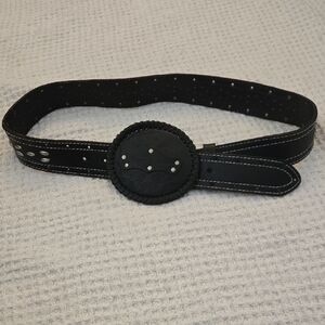 30-41" X 1.5" Black Leather Women's Belt